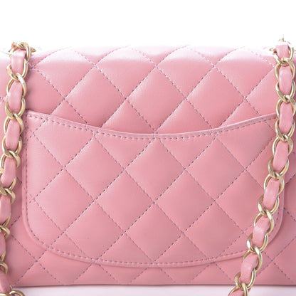 Chanel Lambskin Quilted Mini Rectangular Flap Pink 10 of 11