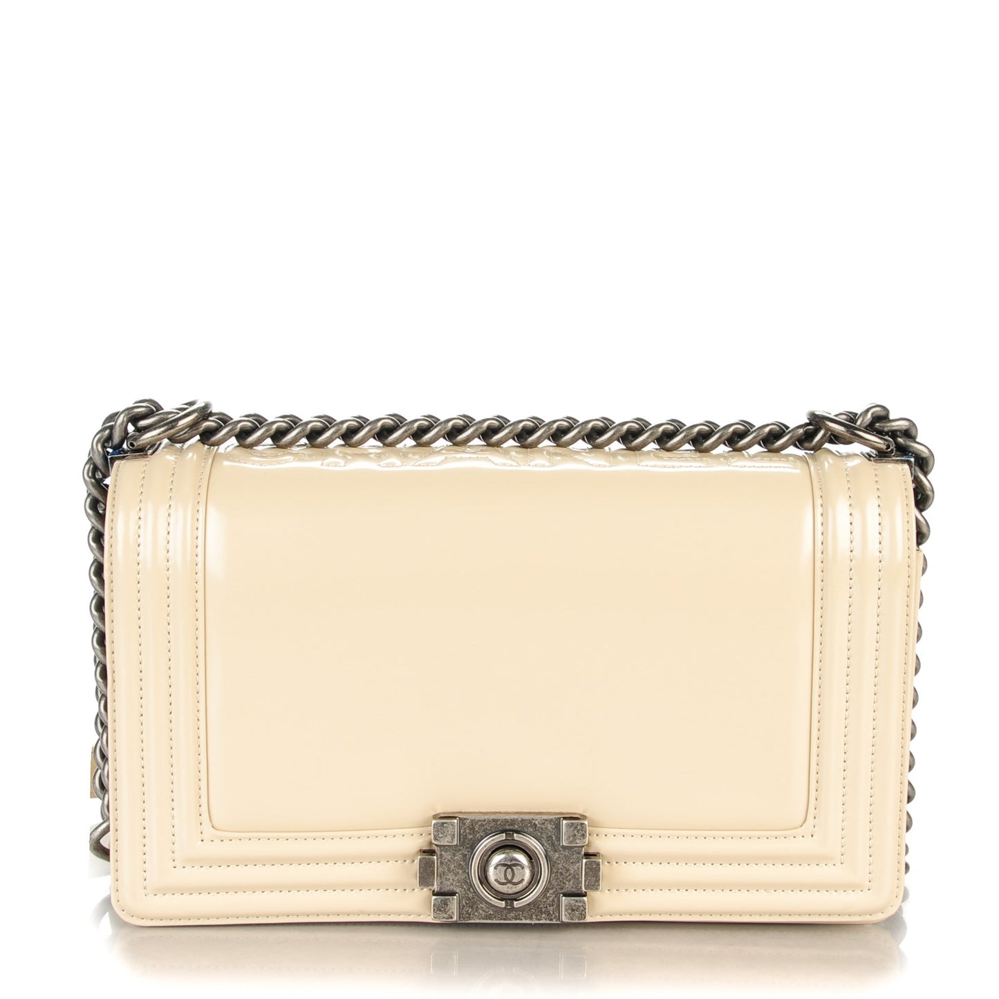Glazed Calfskin Medium Boy Flap Light Beige