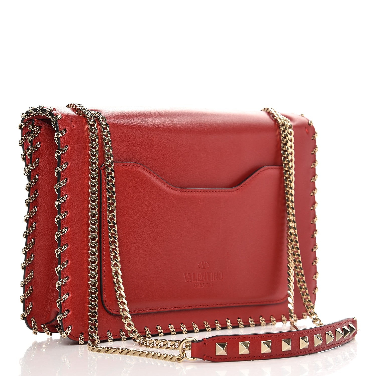 Valentino Garavani Vitello Groumette Small Rockstud Demilune Shoulder Bag Rosso Valentino 3 of 7