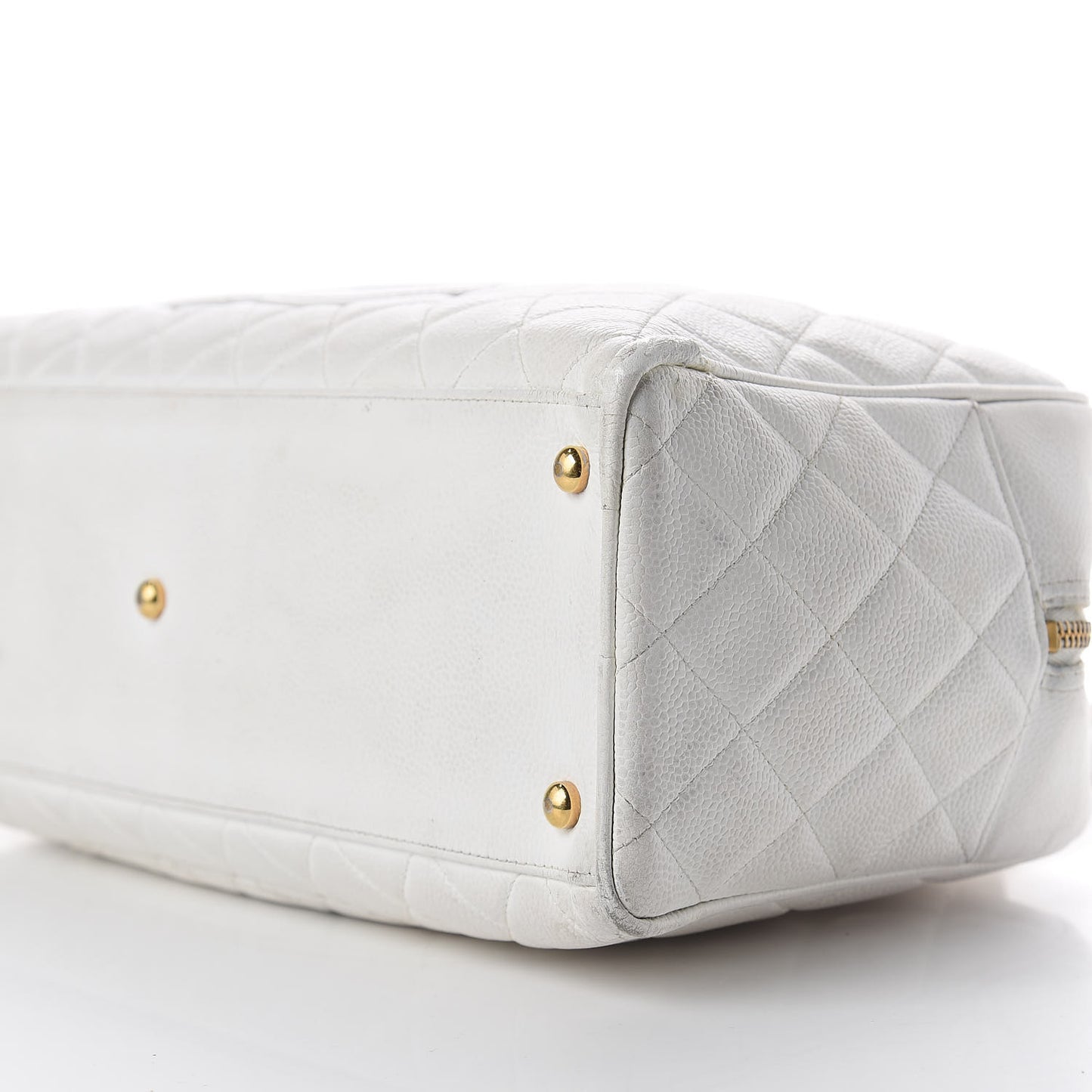 Caviar Quilted Large Bowler White