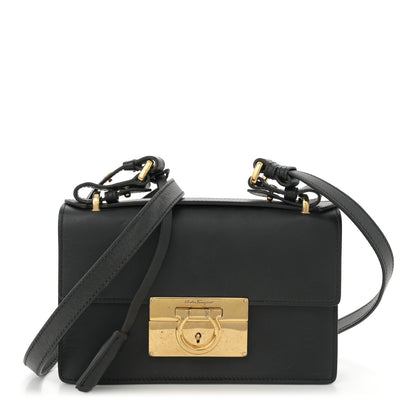 Salvatore Ferragamo Smooth Calfskin Mini Aileen Gancio Lock Crossbody Black 1 of 12