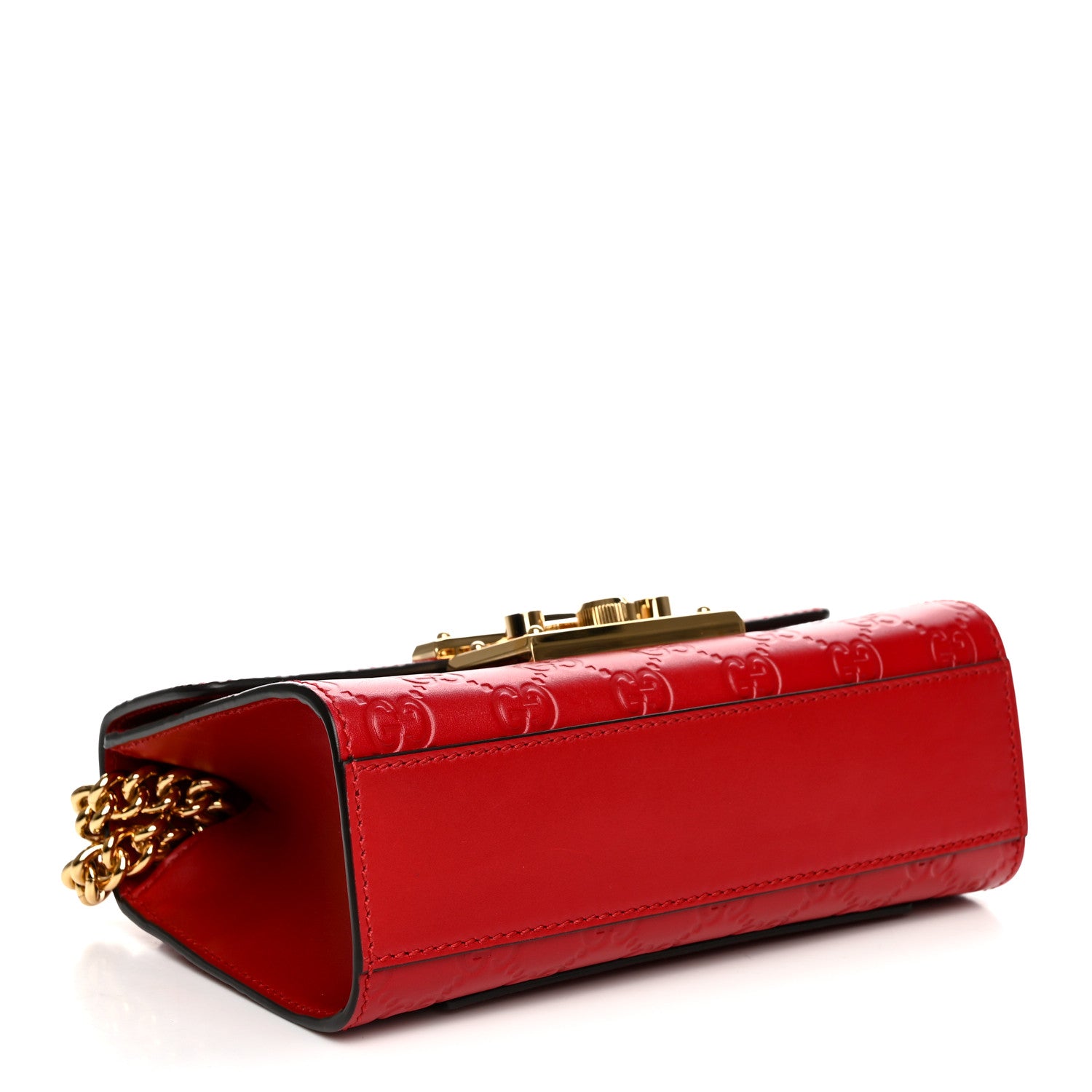 Gucci Guccissima Small Padlock Shoulder Bag Hibiscus Red 4 of 11