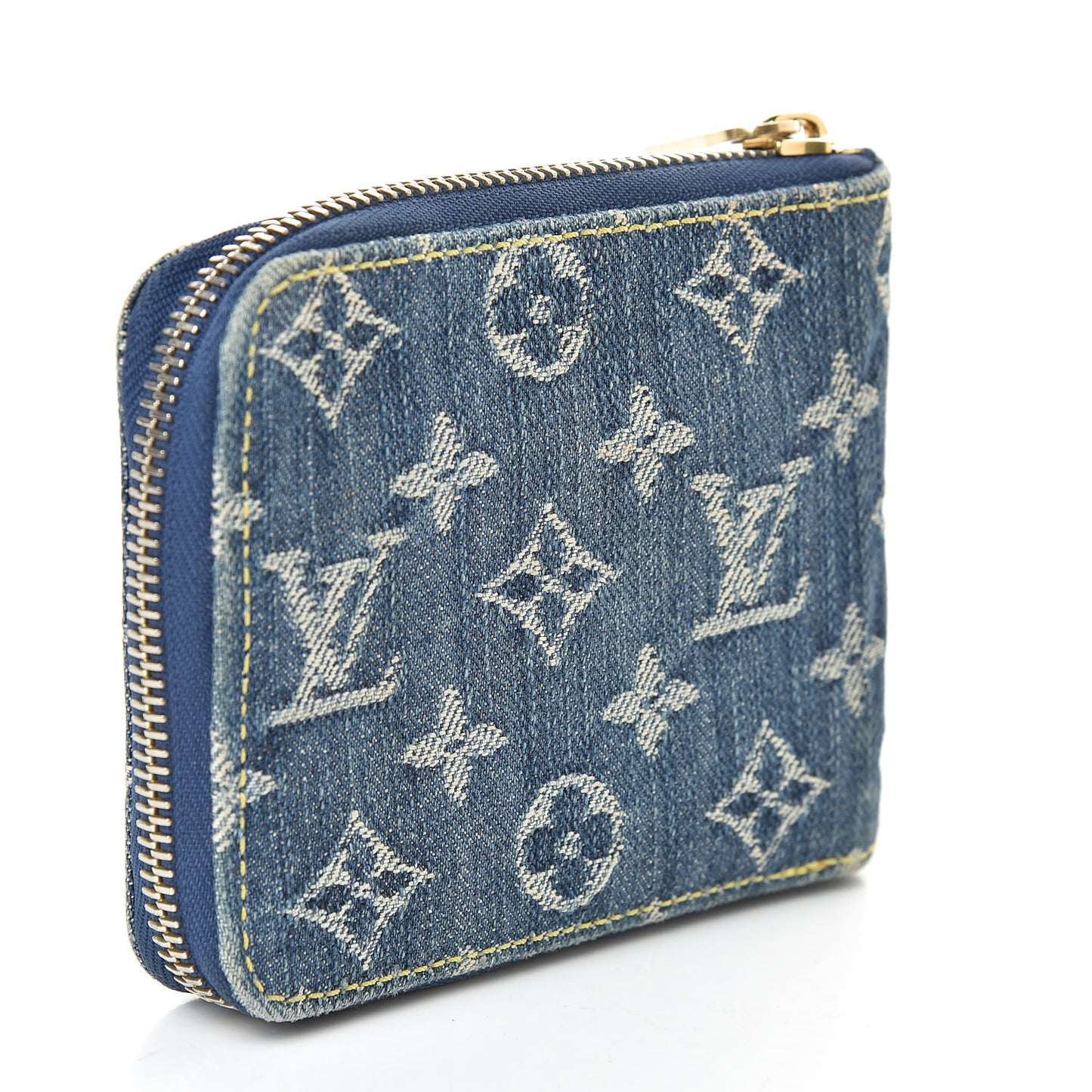Denim Zip Compact Wallet Blue