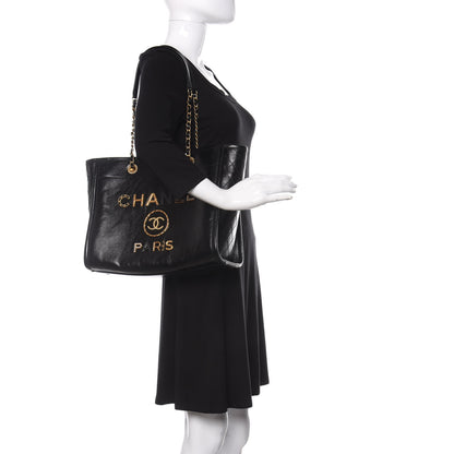 Chanel Aged Calfskin Small Charms Deauville Tote Black 2 of 10