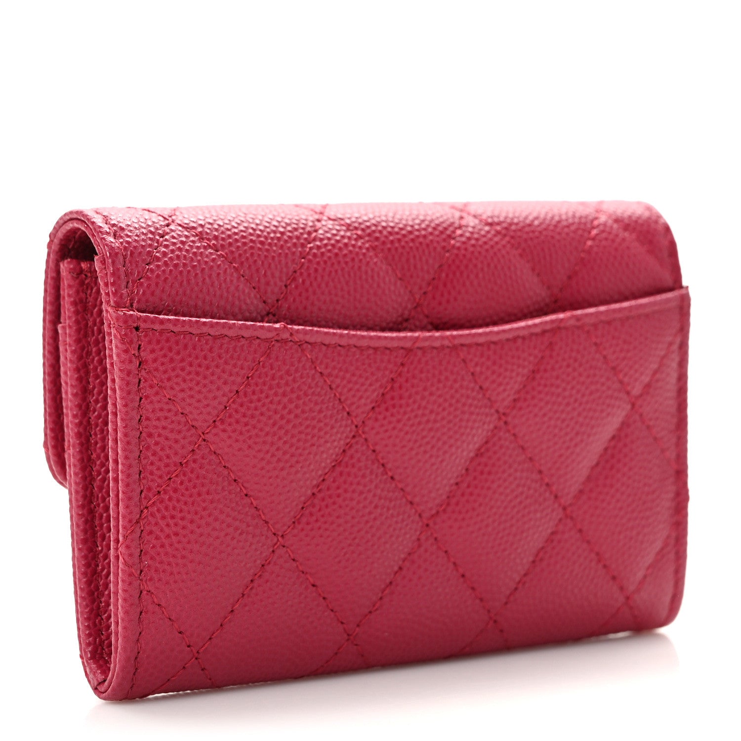 Chanel Caviar Quilted Flap Card Holder Wallet Dark Pink 3 of 8