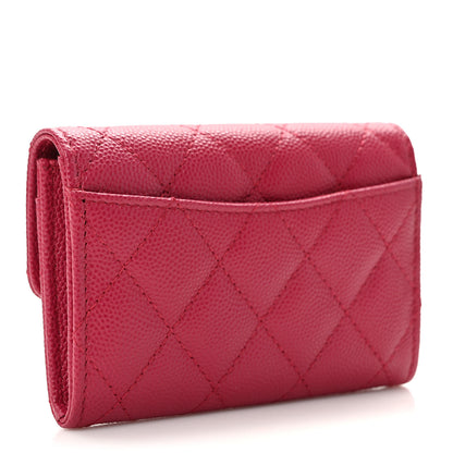 Chanel Caviar Quilted Flap Card Holder Wallet Dark Pink 3 of 8