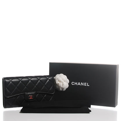 Chanel Lambskin Quilted Large Flap Wallet Black 5 of 8