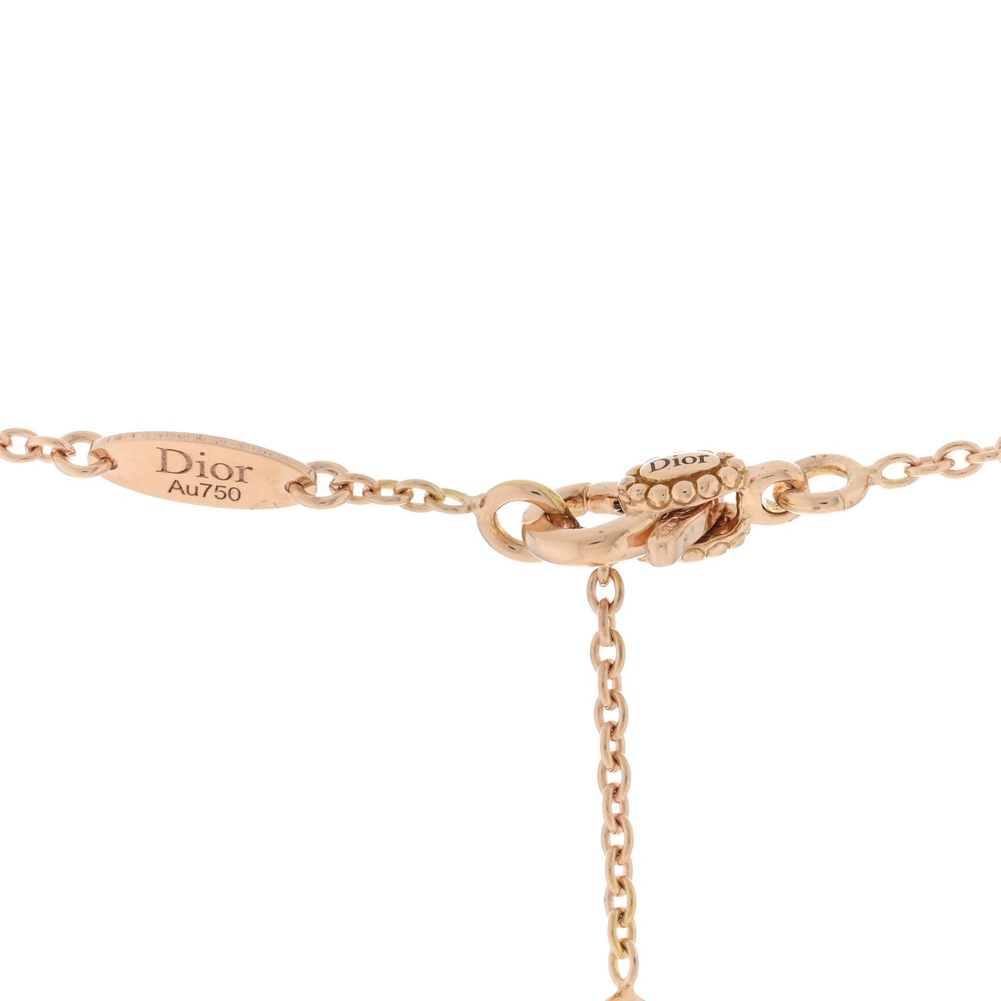 CHRISTIAN DIOR 18K Rose Gold Diamond Black Onyx Rose Des Vents Necklace