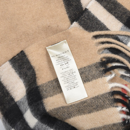 Burberry Cashmere Giant Check Fringe Scarf Camel 3 of 4