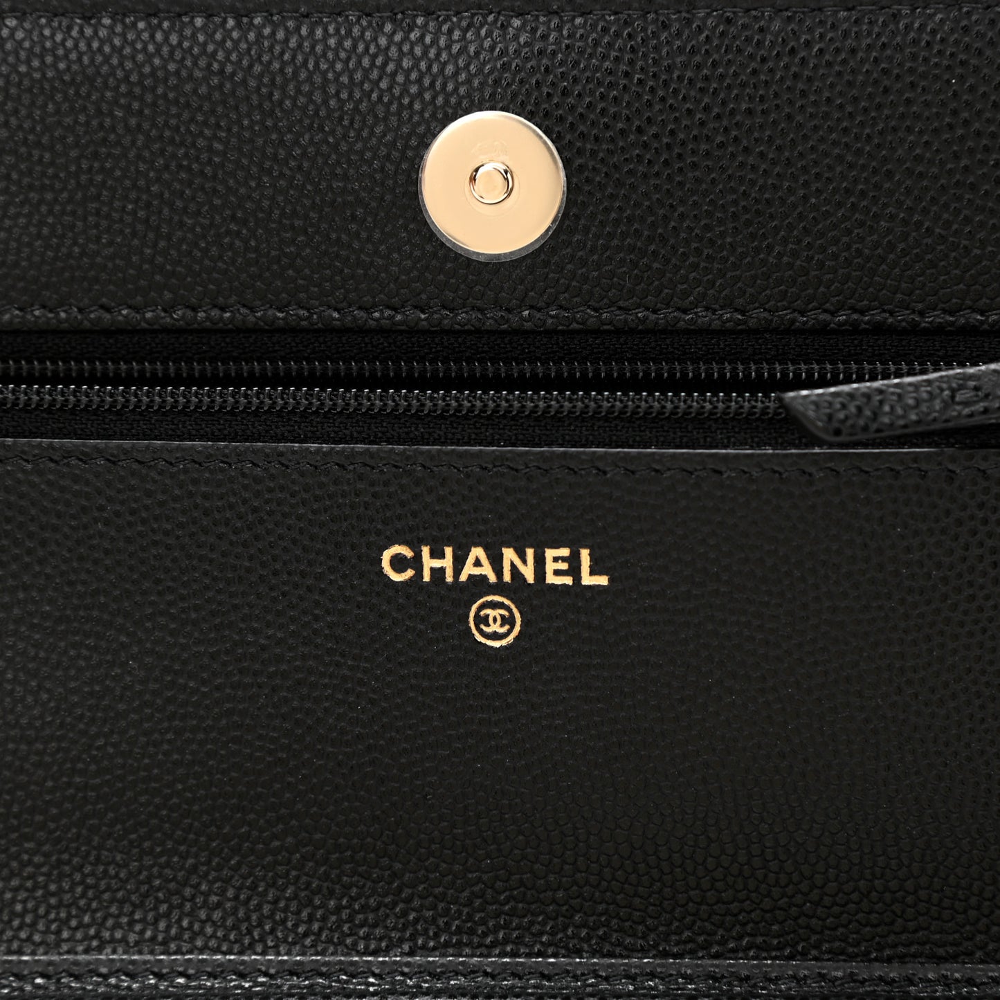 Caviar Quilted Crystal CC Wallet On Chain WOC Black