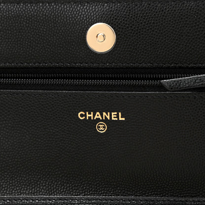 Chanel Caviar Quilted Crystal CC Wallet On Chain WOC Black 6 of 10