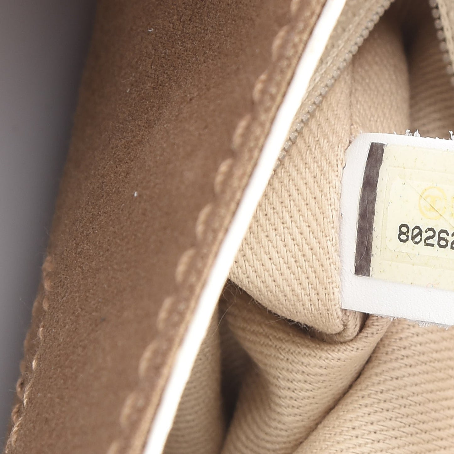 Lambskin Canvas CC Olsen Chain Small Shoulder Bag White Brown