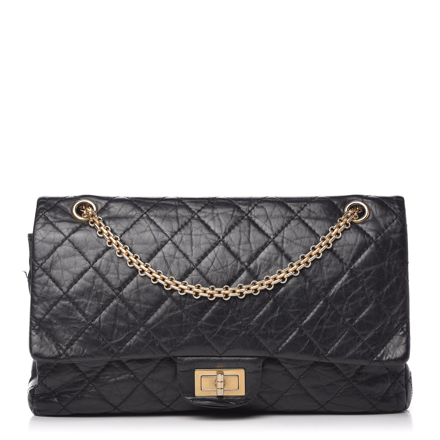 Aged Calfskin Quilted 2.55 Reissue 227 Flap Black