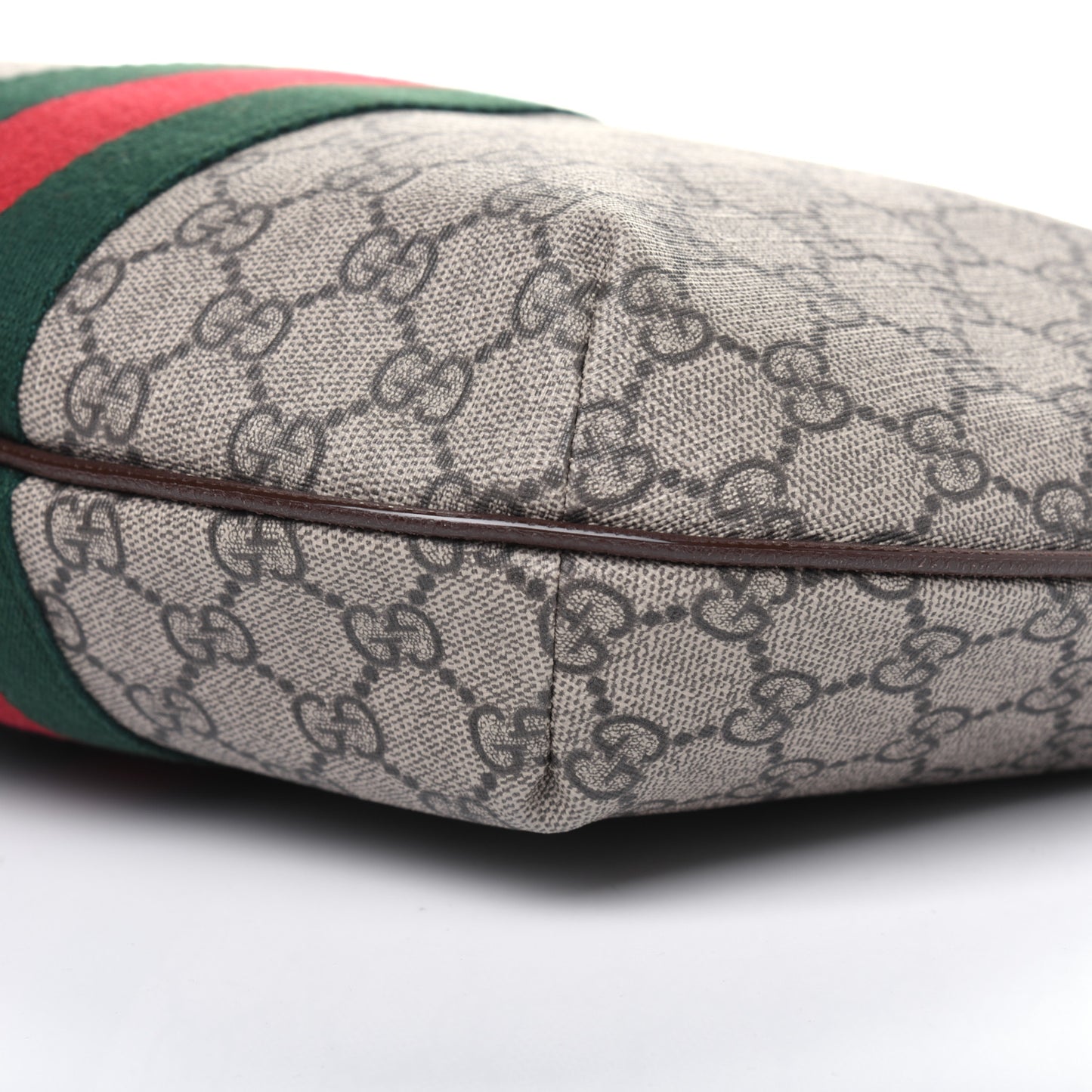 GG Supreme Monogram Web Small Ophidia Half Moon Hobo Brown