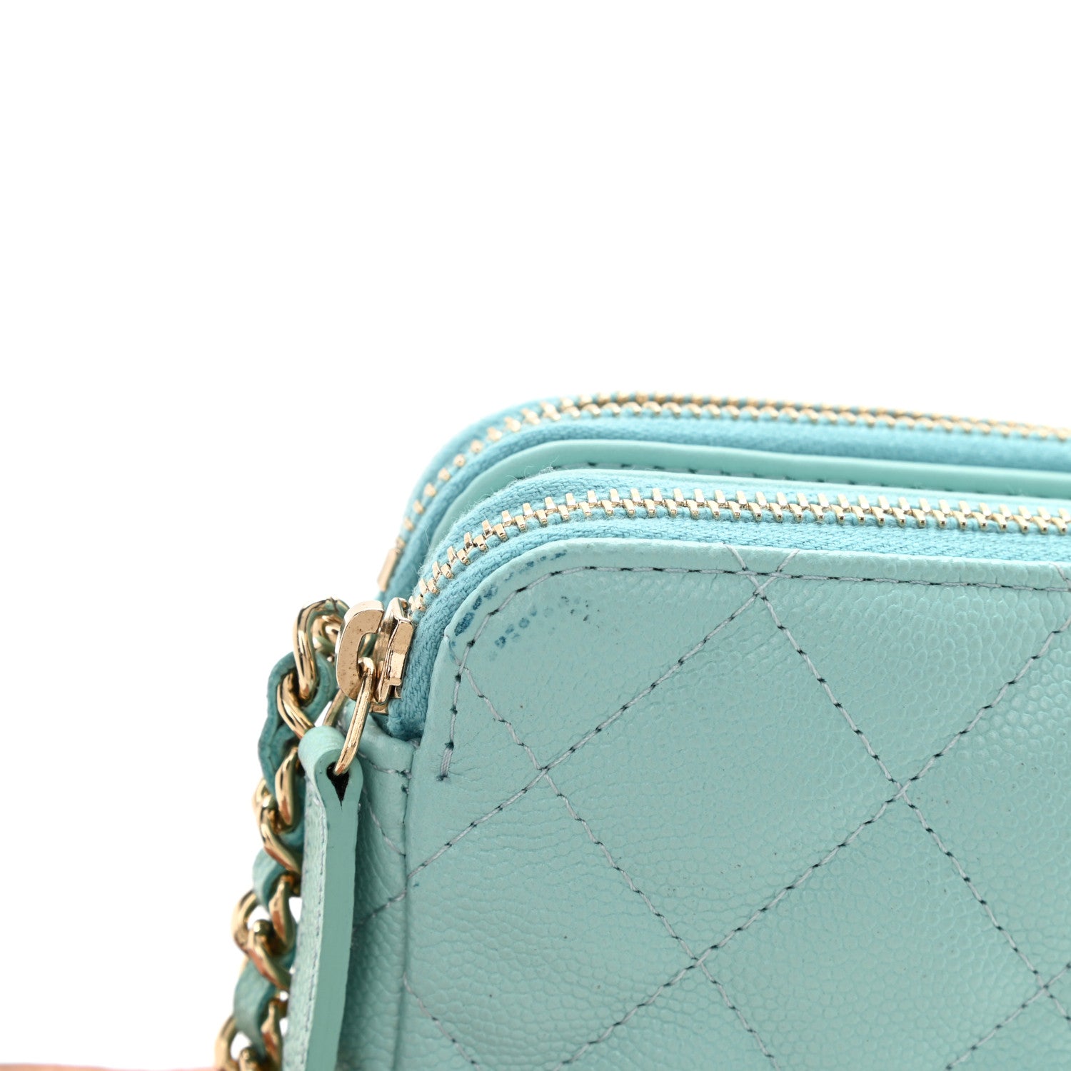 Chanel Caviar Quilted Small Clutch With Chain Light Blue 14 of 14