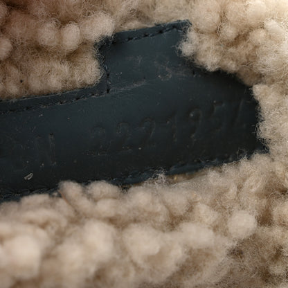 Hermes Suede Goatskin Woolskin Womens Chypre Sandals 38.5 Bleu Pinede Ecru 9 of 9