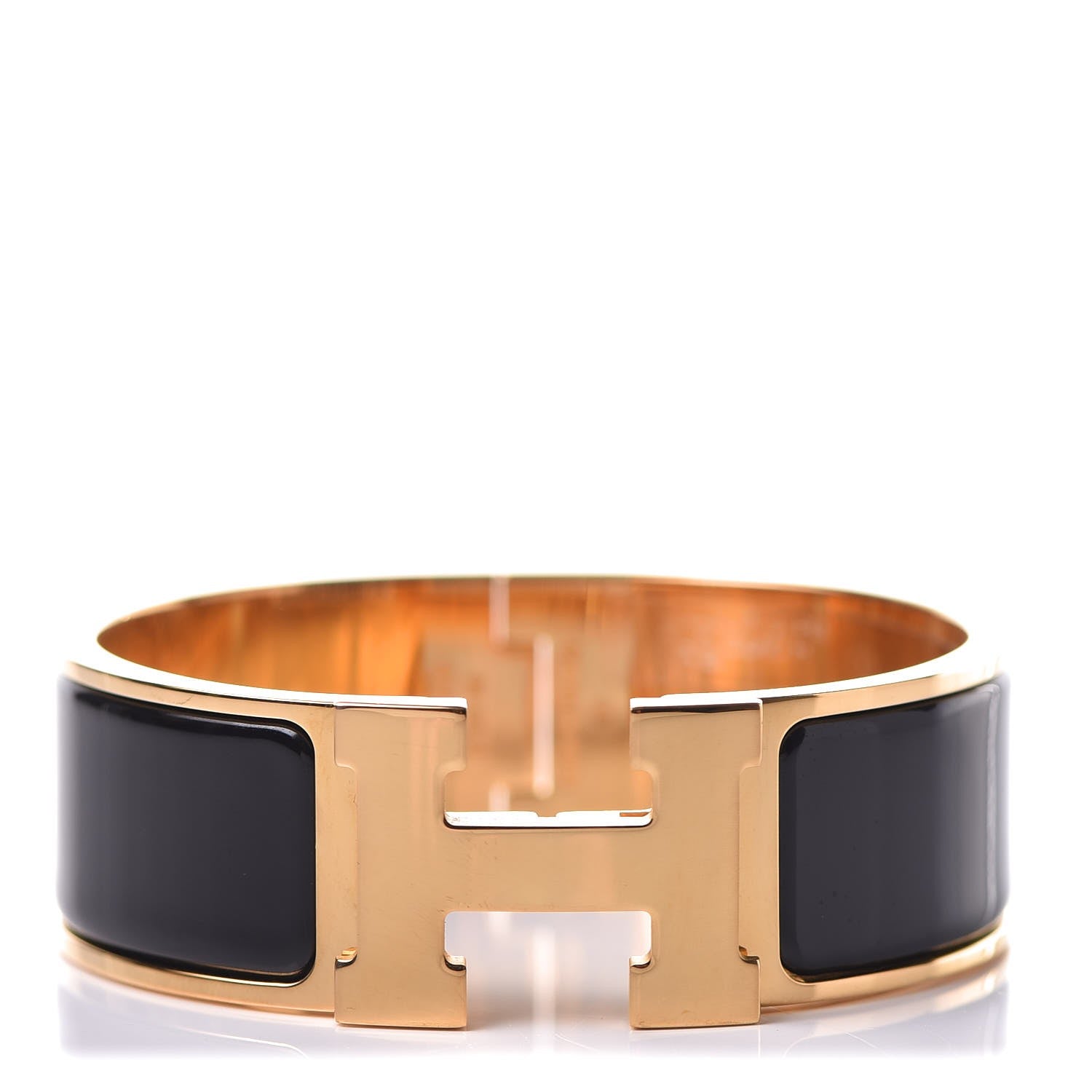 Hermes Enamel Wide Clic Clac H Bracelet PM Black 1 of 6