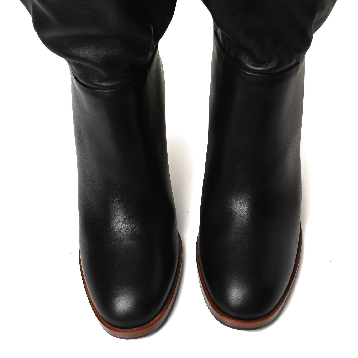 Gucci Deauville Calfskin Cinched Knee High Boots 36 Black 5 of 12