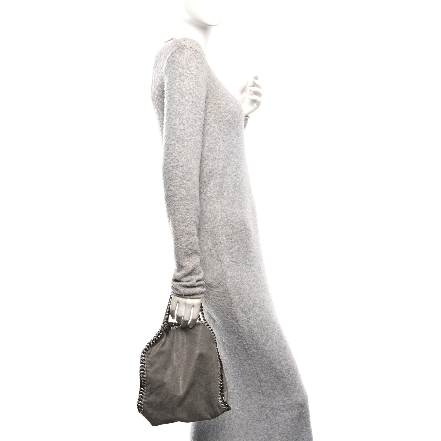 Shaggy Deer Mini Falabella Fold Over Tote Light Grey