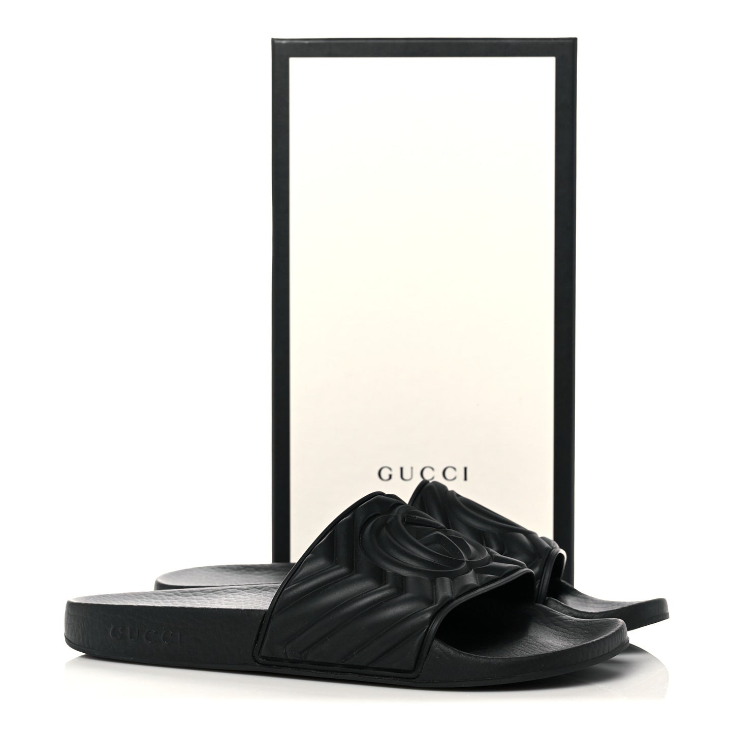 Rubber Matelasse Womens Slide Sandals 41 Black
