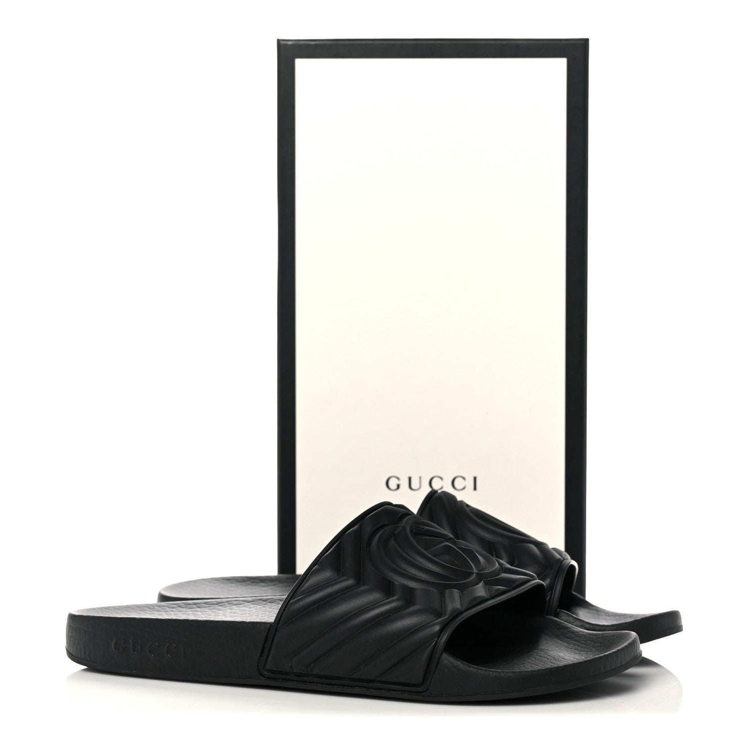 Gucci Rubber Matelasse Womens Slide Sandals 41 Black 9 of 9