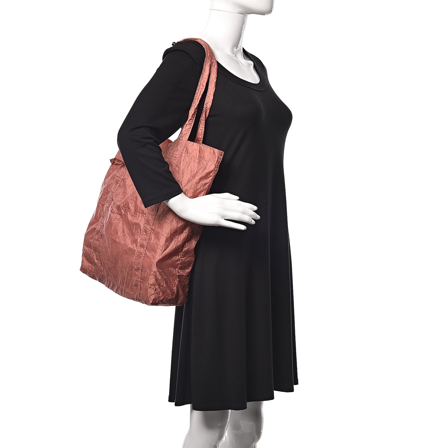 Nylon Monogram Teddy Bear Folding Tote Pink