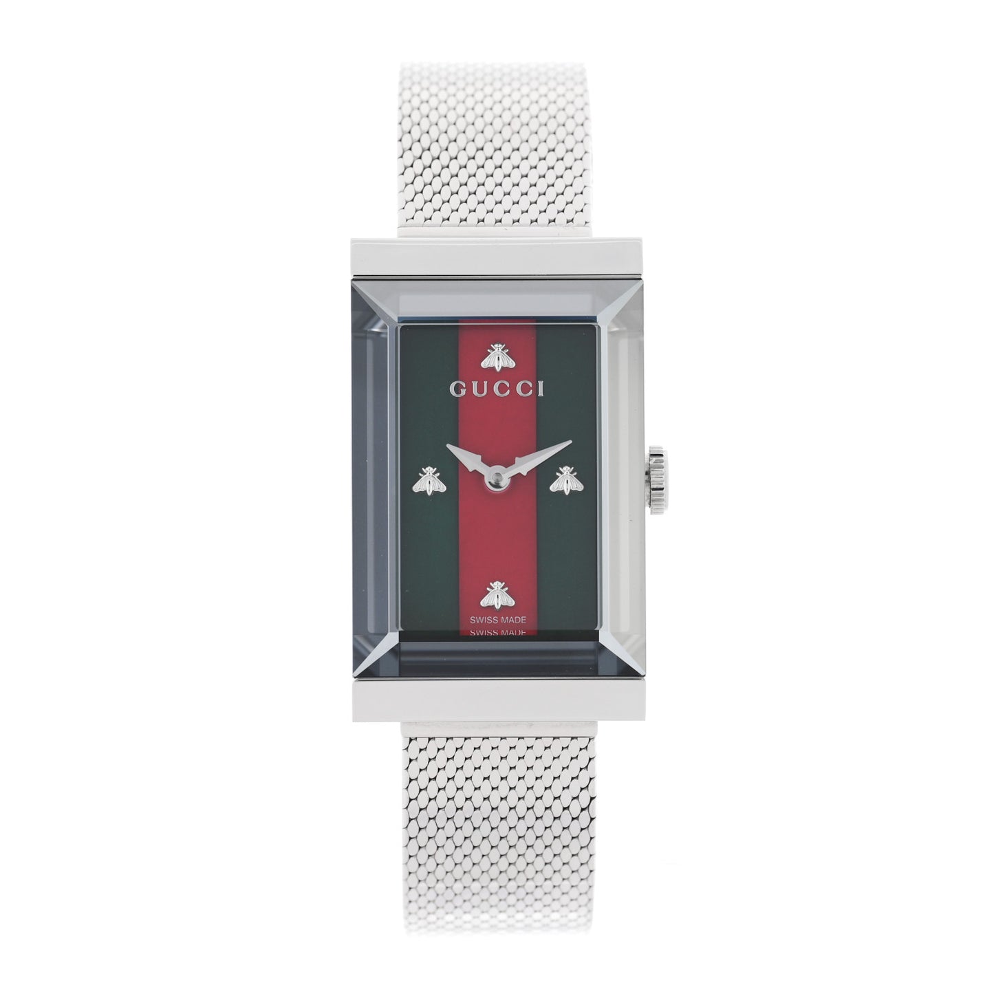 Stainless Steel Mother of Pearl 21mm Web G-Frame Mesh Quartz Watch Green