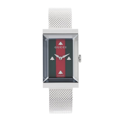 Gucci Stainless Steel Mother of Pearl 21mm Web G-Frame Mesh Quartz Watch Green 1 of 5