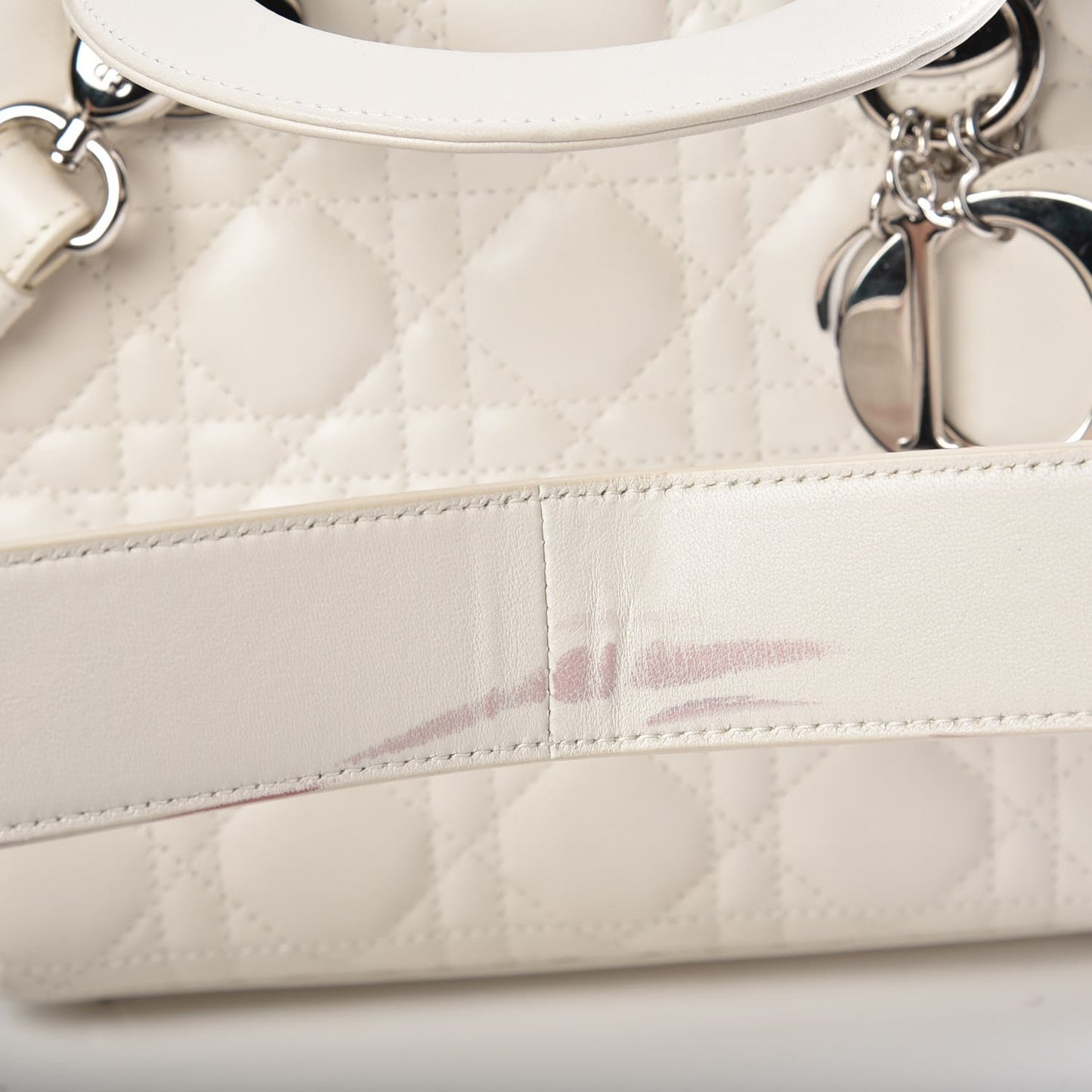 Lambskin Cannage Medium Lady Dior White