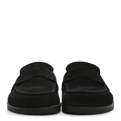 Hermes Suede Calfskin Go Mules 37.5 Black 3 of 10