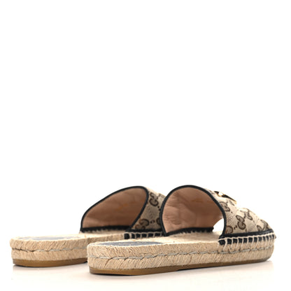 Gucci Monogram Matelasse GG Marmont Espadrille 20mm Slide Sandals 37.5 Beige Ebony Black 5 of 9