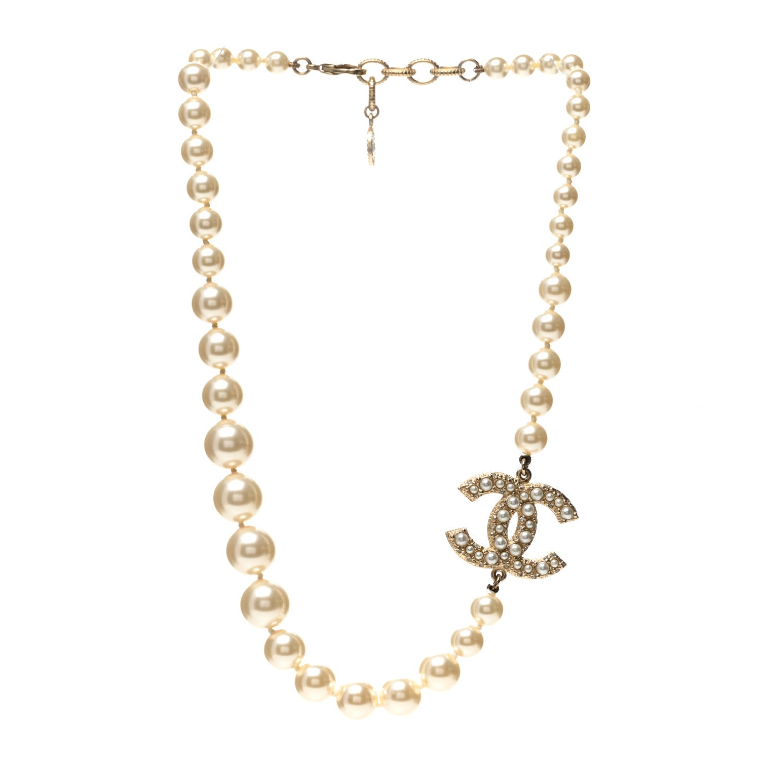 Chanel Pearl CC 100th Anniversary Necklace Light Gold 3 of 6