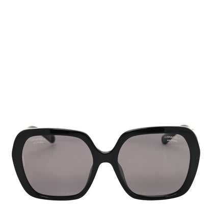 Chanel Acetate Polarized Square CC Heart Sunglasses 5521-A Black White 2 of 7