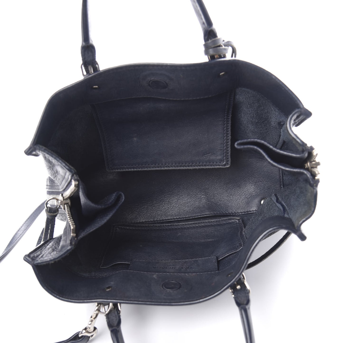 Veau Papier A6 Zip Around Tote Bleu Nuit