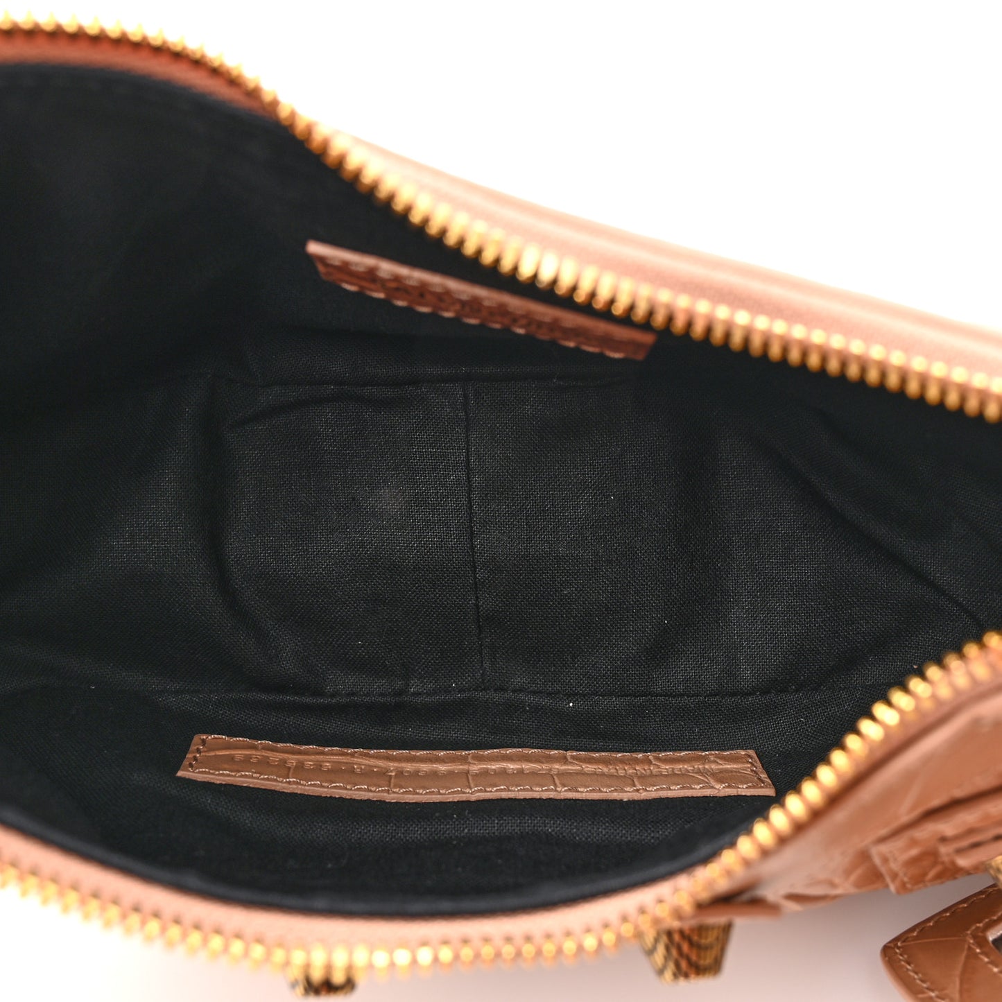 Extra Supple Calfskin Crocodile Embossed Le Cagole Shoulder Bag XS Nude Beige