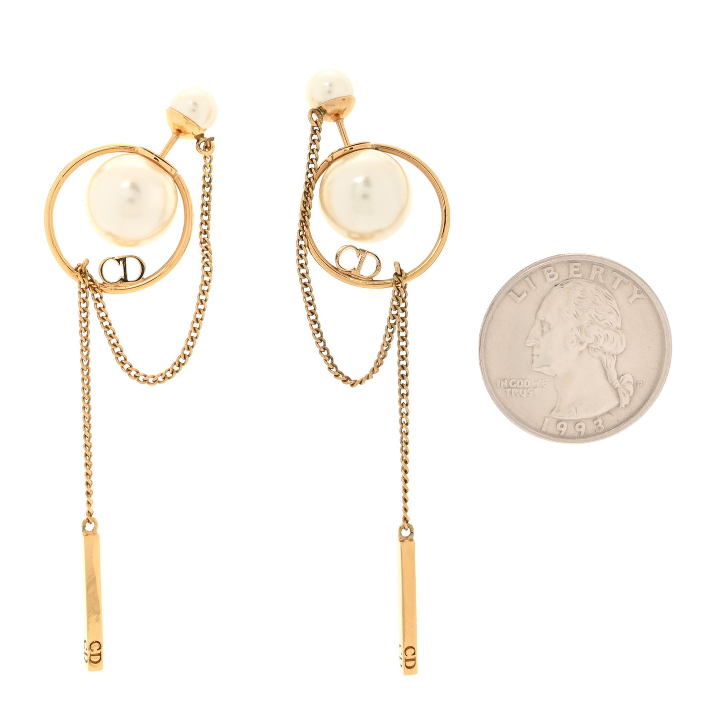 Pearl Tribales Dangle Chain Earrings Gold