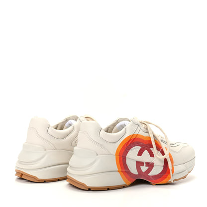 Gucci Calfskin Interlocking G Heart Rhyton Sneakers 35 Mystic White 4 of 8