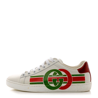 Gucci Calfskin Interlocking G Womens New Ace Sneakers 36 White Red Flame Green 1 of 15