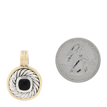 David Yurman Sterling Silver 14K Yellow Gold Black Onyx 7mm Albion Pendant 2 of 3