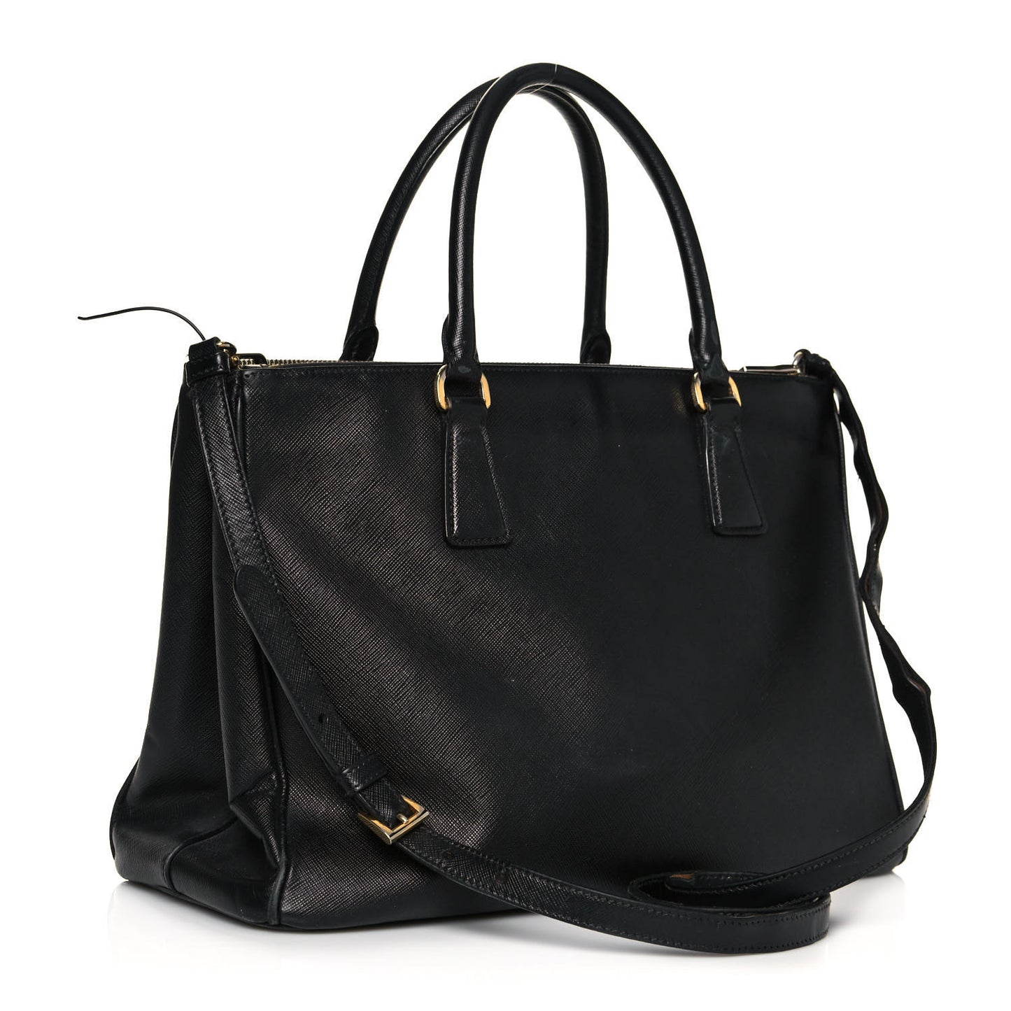 Saffiano Medium Galleria Double Zip Tote Black