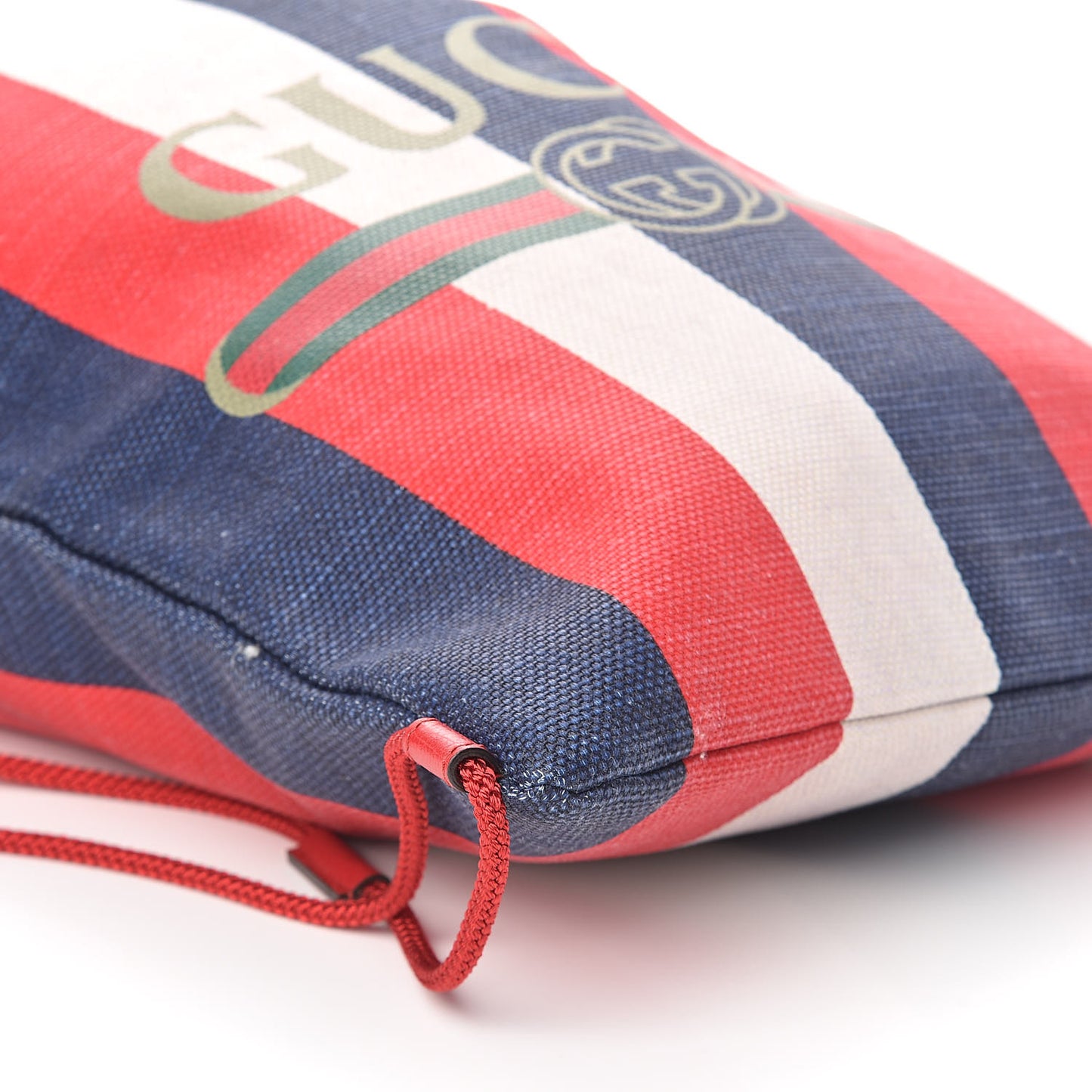 Canvas Logo Sylvie Stripe Drawstring Backpack Red