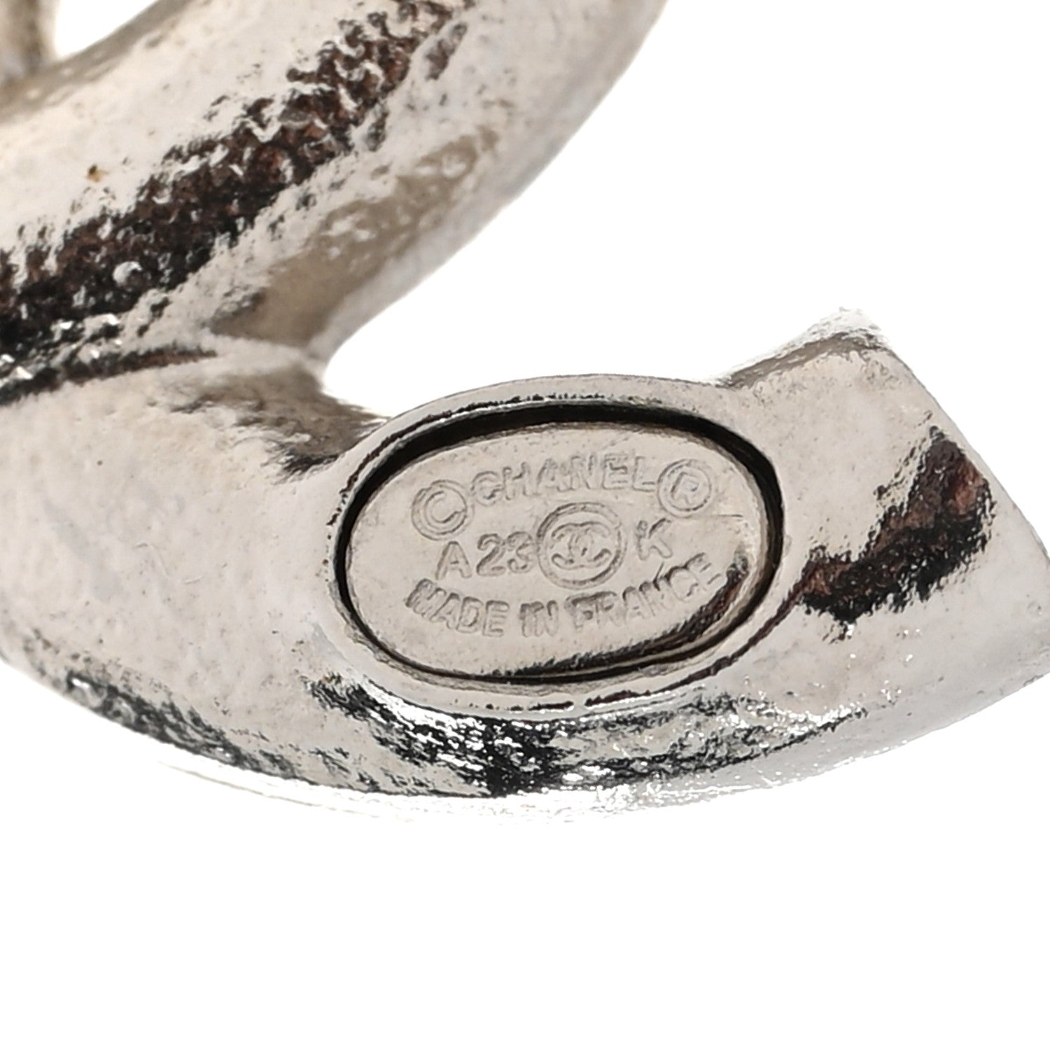 Chanel Crystal Enamel CC Earrings Silver Black 4 of 5