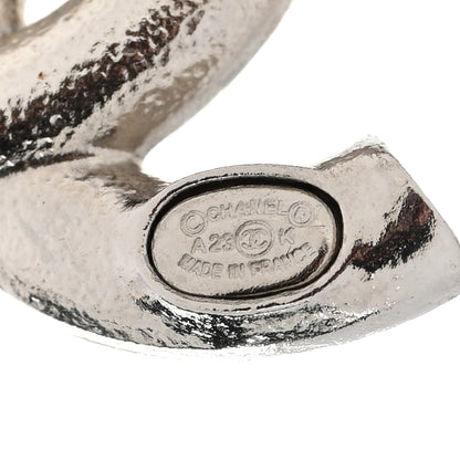 Chanel Crystal Enamel CC Earrings Silver Black 4 of 5