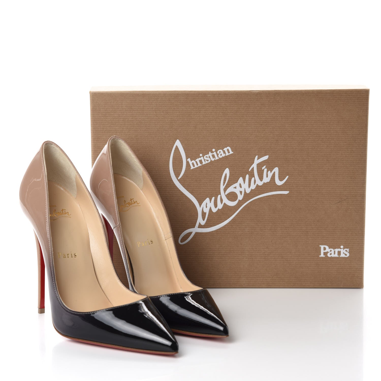 Christian Louboutin Patent Degrade So Kate 120 Pumps 37.5 Black Nude 9 of 9