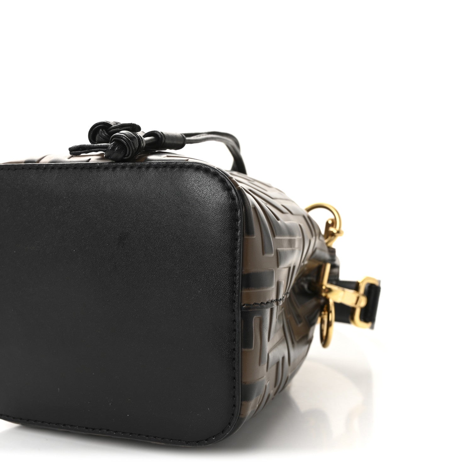 Fendi Vitello Liberty F is Fendi Bi-Color FF 1974 Embossed Mini Mon Tresor Bucket Bag Maya Black 10 of 10