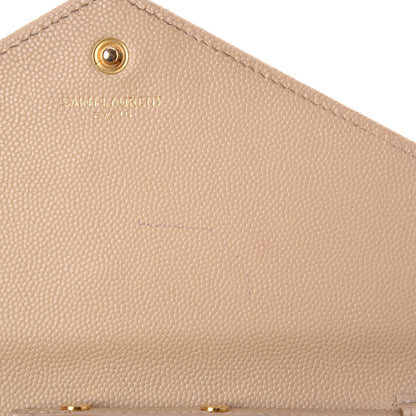 Saint Laurent Grain De Poudre Matelasse Chevron Monogram Chain Wallet Rose Antic 9 of 14