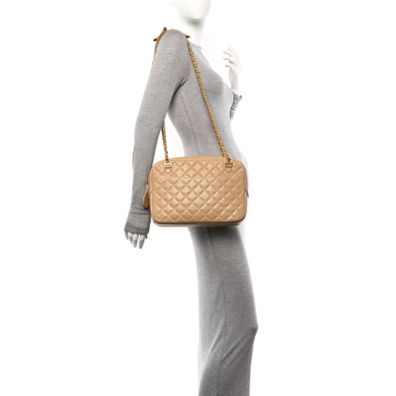 Chanel Lambskin Quilted Camera Case Beige 2 of 13
