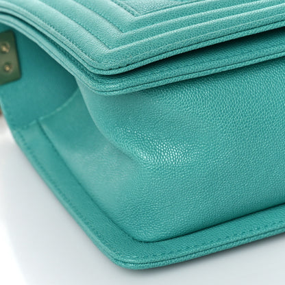 Chanel Caviar Chevron Quilted Medium Boy Flap Turquoise 7 of 8