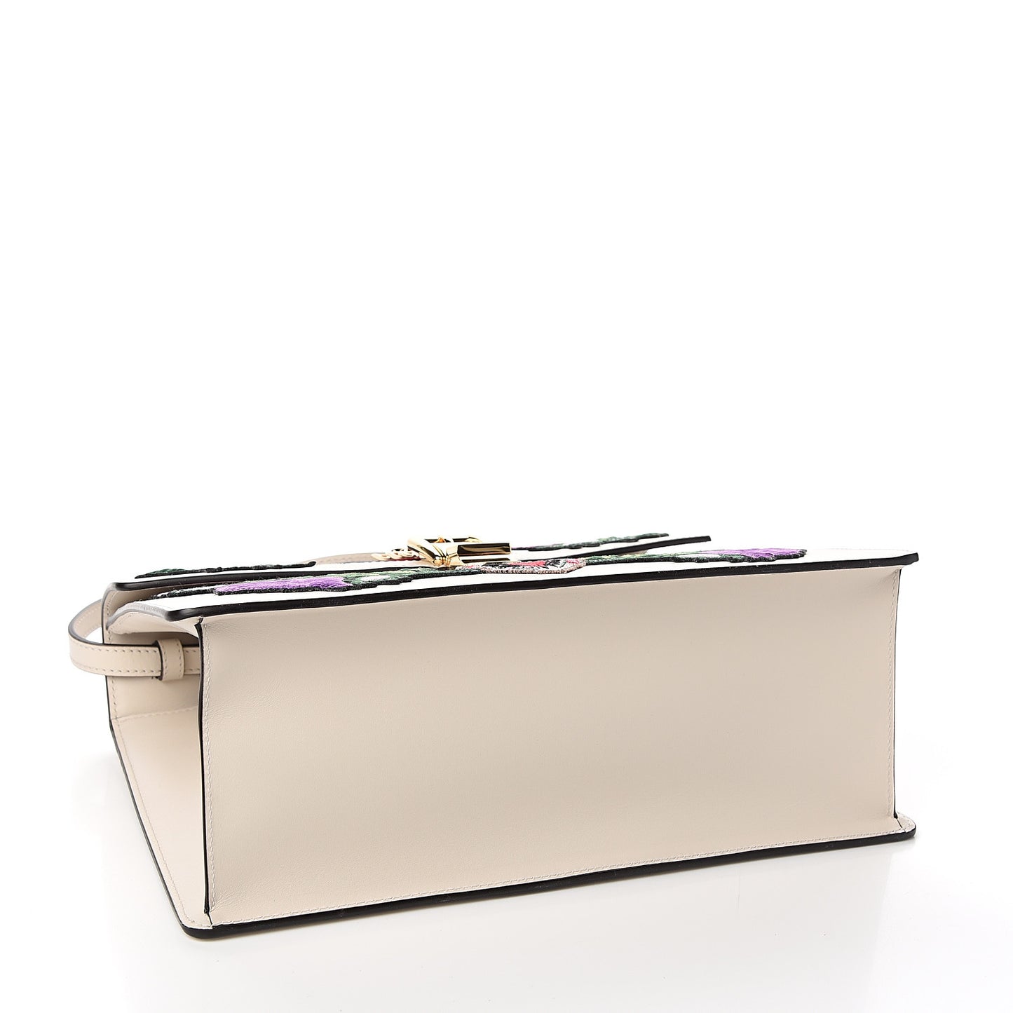 Calfskin Embroidered Medium Sylvie Top Handle Bag White