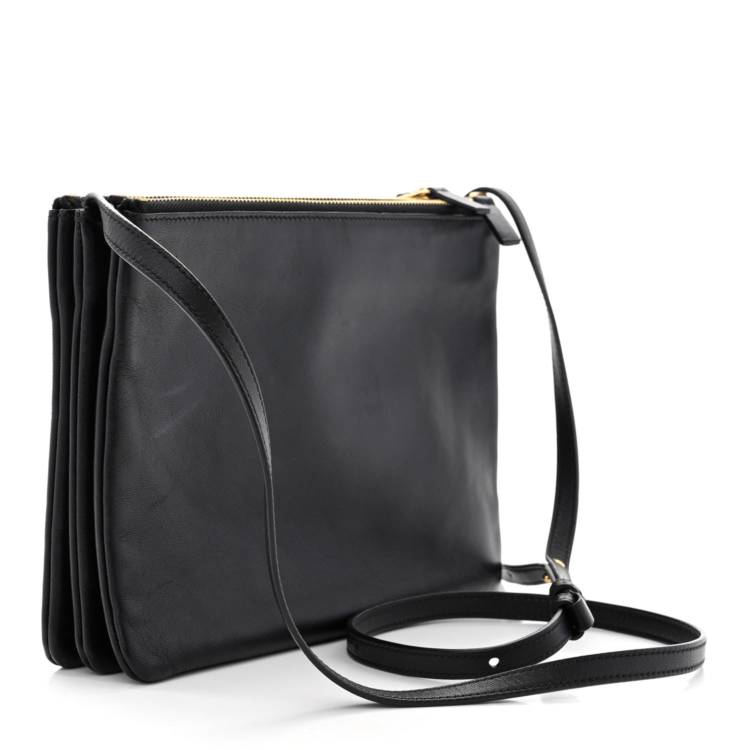 Celine Lambskin Large Trio Crossbody Bag Black 1438340 – FASHIONPHILE